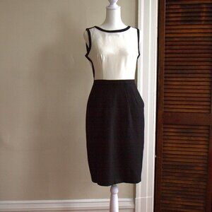 Lands' End Black and White Color Block Midi Dress